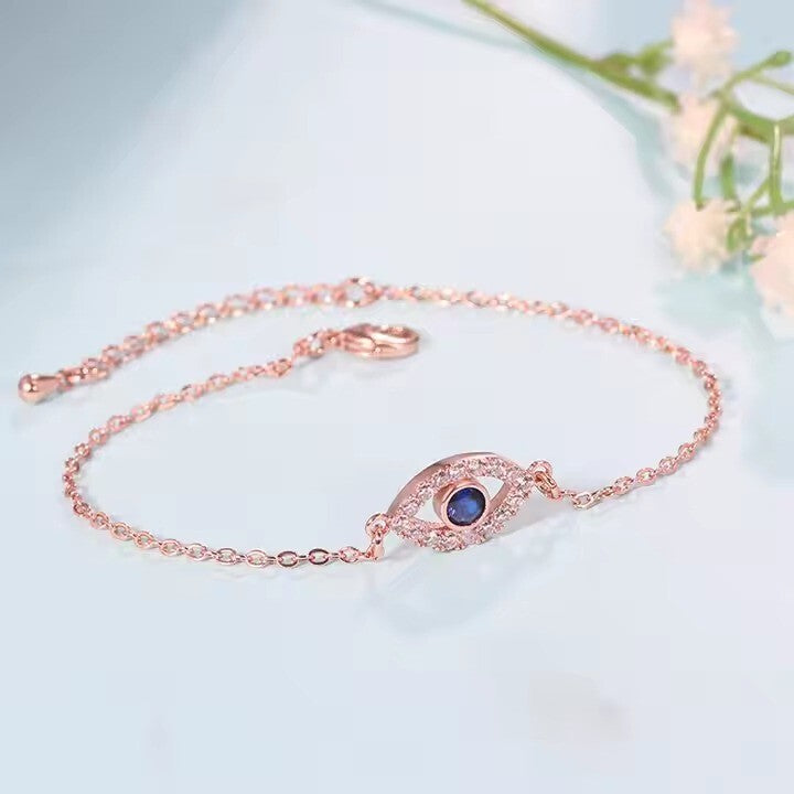 Damen Kinder Armband Vergoldet Blau Evil Eyes Armband 17,5+5cm Schmuck3