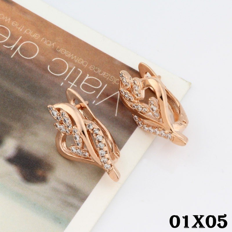 Luxus Damen Ohrringe 585RG Roségold überzogen Blumen Weiß CZ für Damen Geschenk0