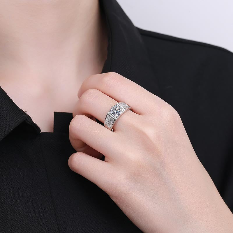 925 Sterling Silber Herren Ring mit 1 Karat Zirkonia, : Klassisch, kraftvoll5