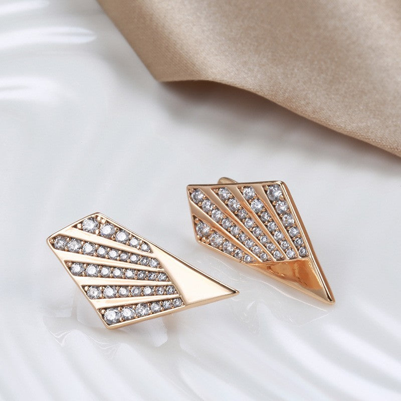Damen Geometrische Ohrringe, 585RG Rosé Gold, elegante Ohrringe mit Diamantenbes4