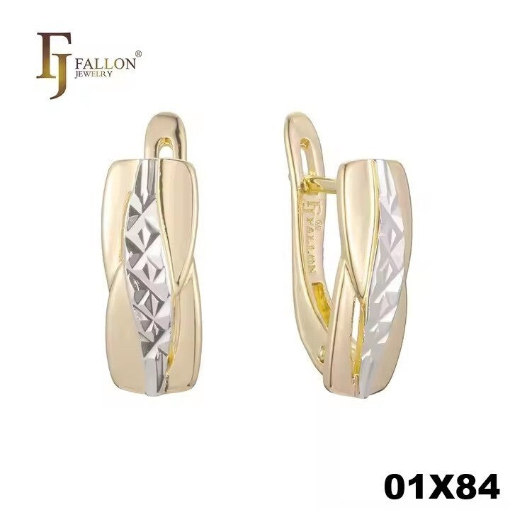 Luxus Damen Ohrringe Creole, beschichtet mit 14K Gold zweiTöne ModeSchmuck0