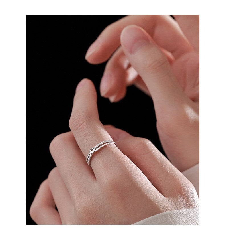 Damen Ring 925 Sterling Silber, leichtes LuxusNischendesign, modisch, verstellb5
