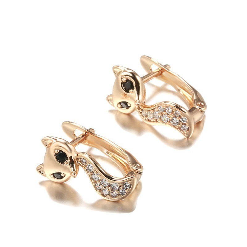 Luxus Damen Fuchs Ohrringe 585 Rosé Gold überzogen Weiß CZ für Damen Geschenk2