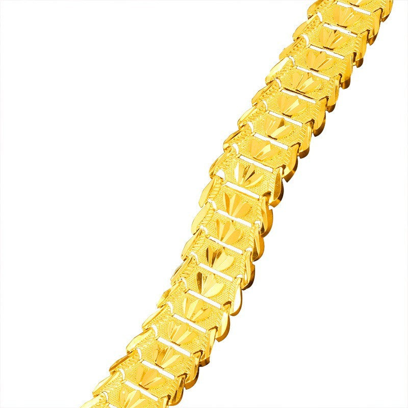 Vergoldetes Herren Armband mit Hühnerkrallenmuster modische Uhrenkette Gold 22cm7