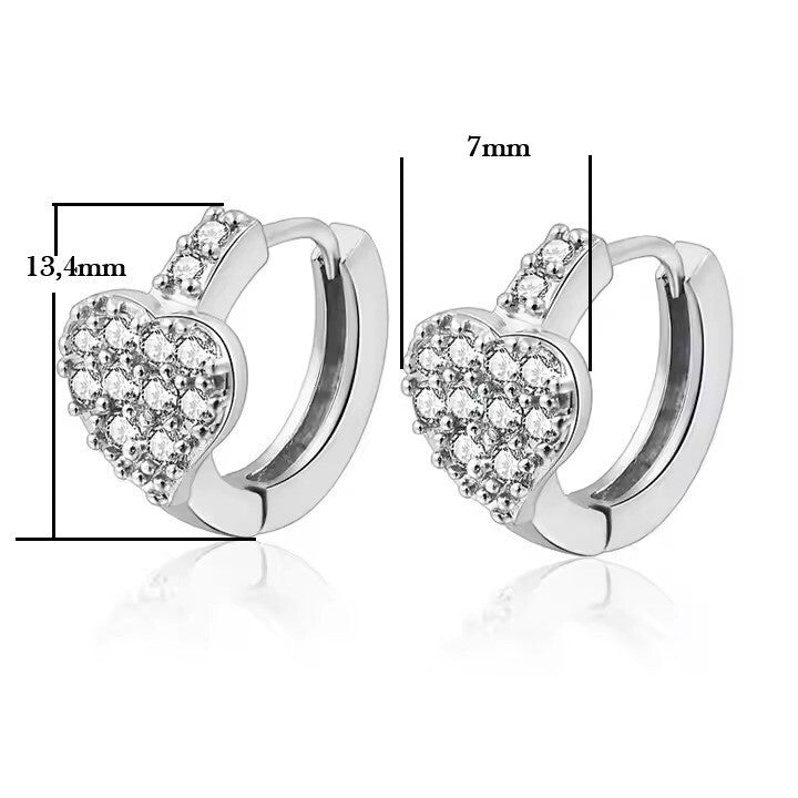 Luxus 925S Sterling Damen Ohrringe Creole mit Zirkonia-Herz, Modeschmuck für Dam4