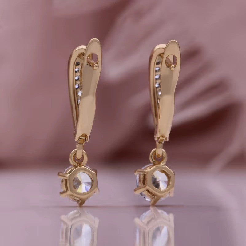 Damen Ohrringe Zirkon 585 Rose Gold vergoldete Ohrringe Frau charmante Creolen1
