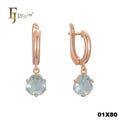 Luxus Damen Ohrringe Creole 585 Rose Gold plattiert Grün Zirkonia 1A ModeSchmu0