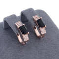Luxus Damen Ohrringe Gold Schwarze rechteckige Zirkon + Gold (vergoldet)0
