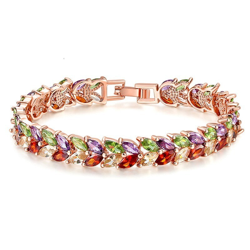 Luxus Damen  Kristall Tennis  Armband Schmetterling   Echt Rose Gold vergoltet6