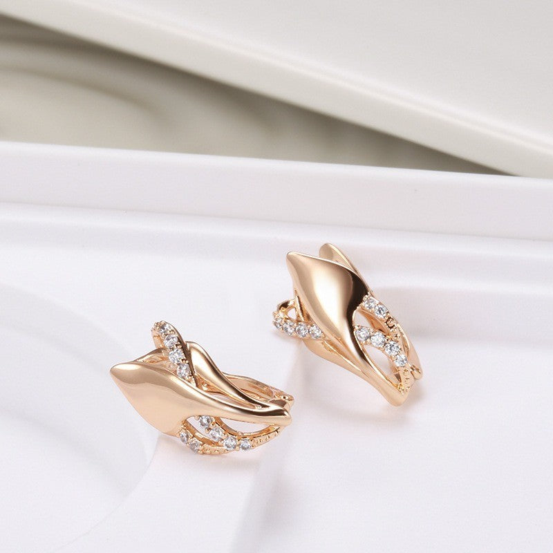 Luxus Ohrringe 585 Rolled Roségold überzogen mit CZ für Damen Geschenk4