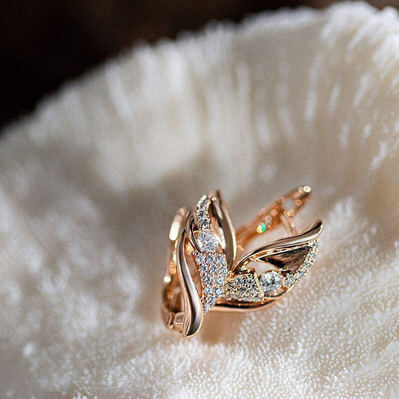 Luxus Damen Ohrringe 585 Rosé Gold überzogen Design Kristall für Damen Geschen1