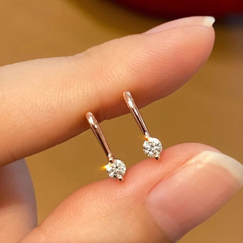 Damen eingelegte Zirkon Ohrringe täglich passende minimalistische kleine Ohrring5