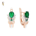 Luxus Damen Ohrringe Zirkon aus Smaragd-Roségold (vergoldet) mit Krappenfassung0