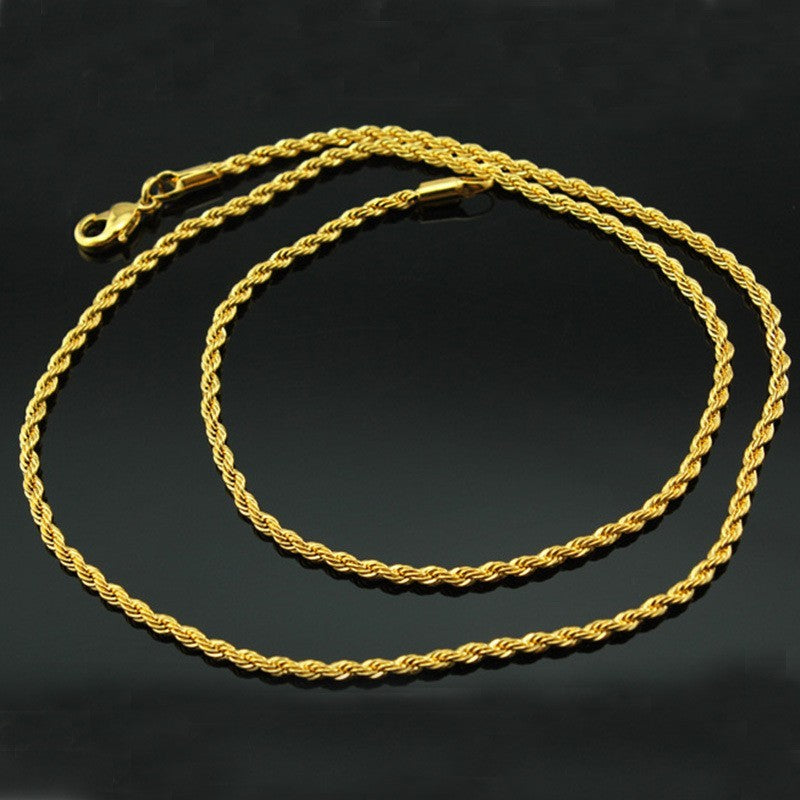 Halskette Kordelkette 18 Karat Gold vergoldetem Messing mit gedrehter Kette, ein5