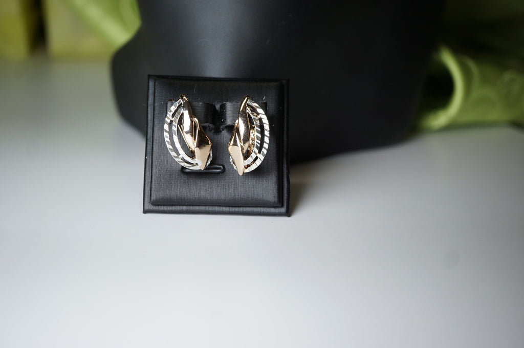 Damen Zweifarbige Ohrringein 585 Roségold ineinandergreifenden Bändern ,Schmuck15