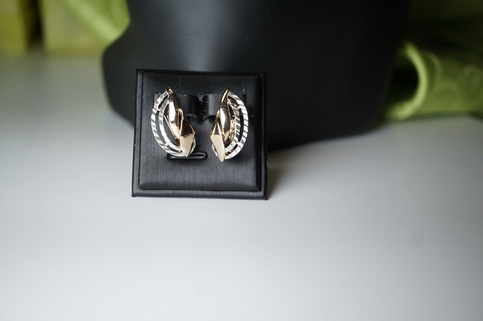 Damen Zweifarbige Ohrringein 585 Roségold ineinandergreifenden Bändern ,Schmuck15