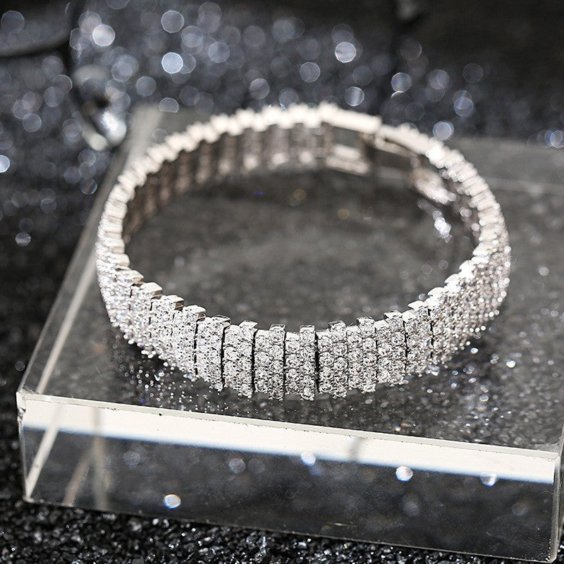 Damen Tennis Armband Bracelet 18K weiss gold mit Natürlich AAA Zirkon Kristalle2