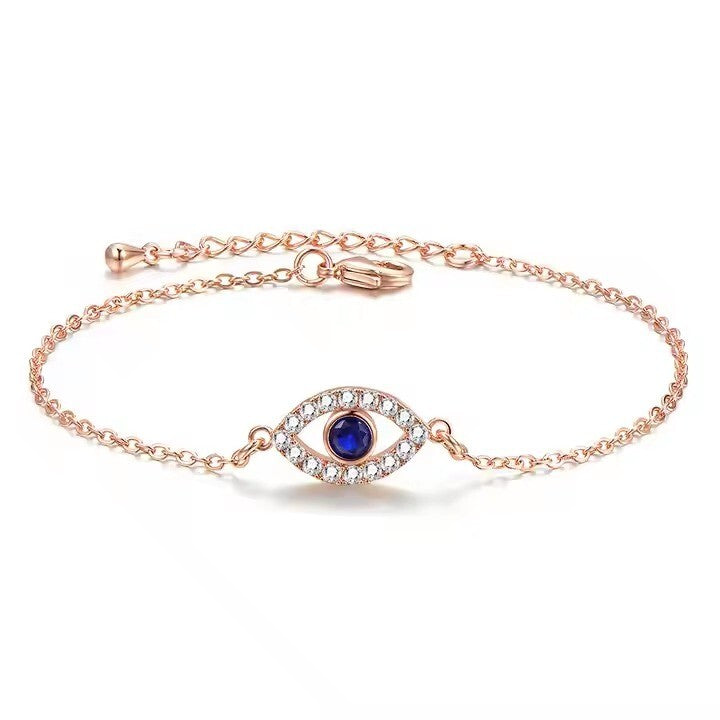Damen Kinder Armband Vergoldet Blau Evil Eyes Armband 17,5+5cm Schmuck4