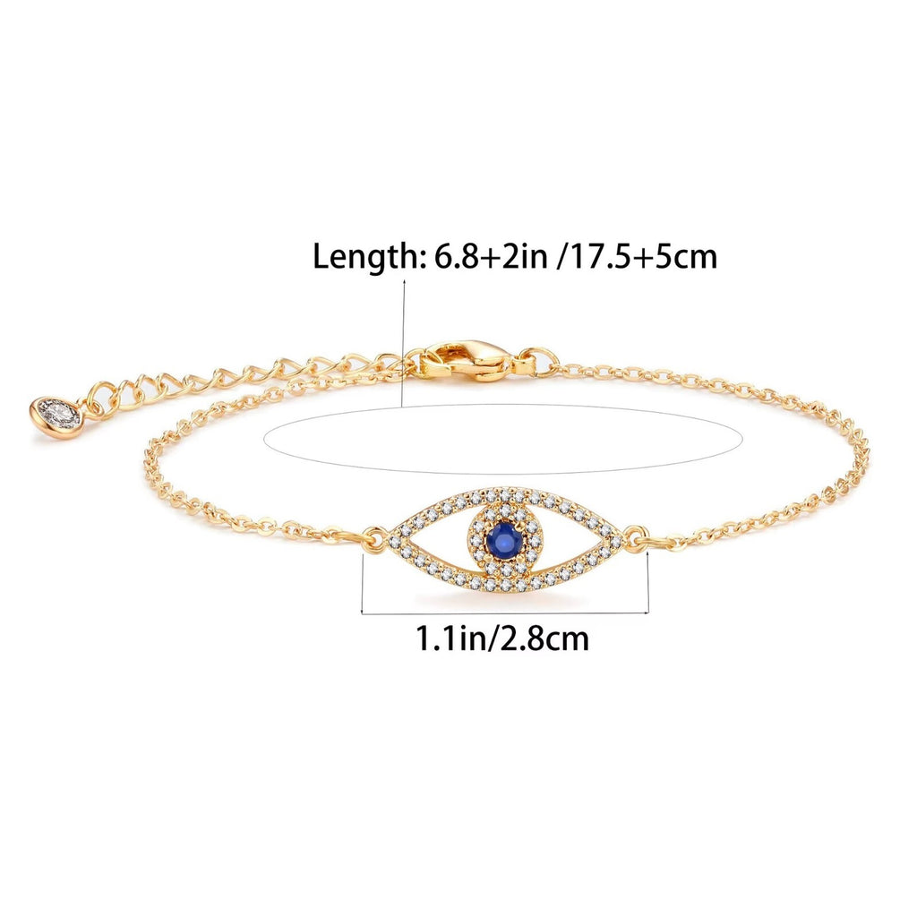 Damen Kinder Armband Vergoldet Blau Evil Eyes Armband 17,5+5cm Schmuck2