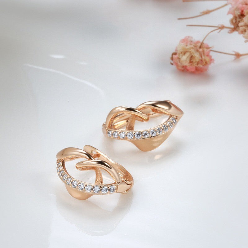 Luxus Ohrringe 585 Rolled Roségold überzogen MicroIntarsien Zirkon für Damen3