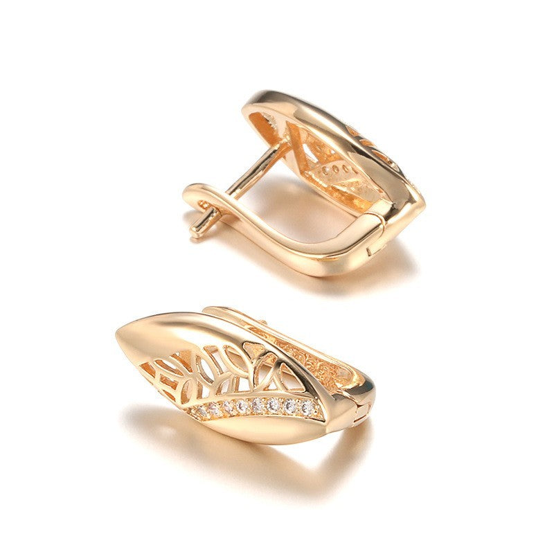 Damen Ohrringe Rosé Gold 585RG MicroIntarsien Natürlich Zirkon Schmuck Geschenk3