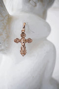 Damen Unisex Katholisches Kreuz Budded Anhänger Rosegold Überzogen ,Schmuck0