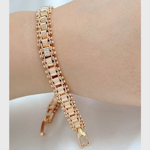 Luxus Damen Armbänder 585RG Naturstein und Kristall Rose Gold 20,5cm1