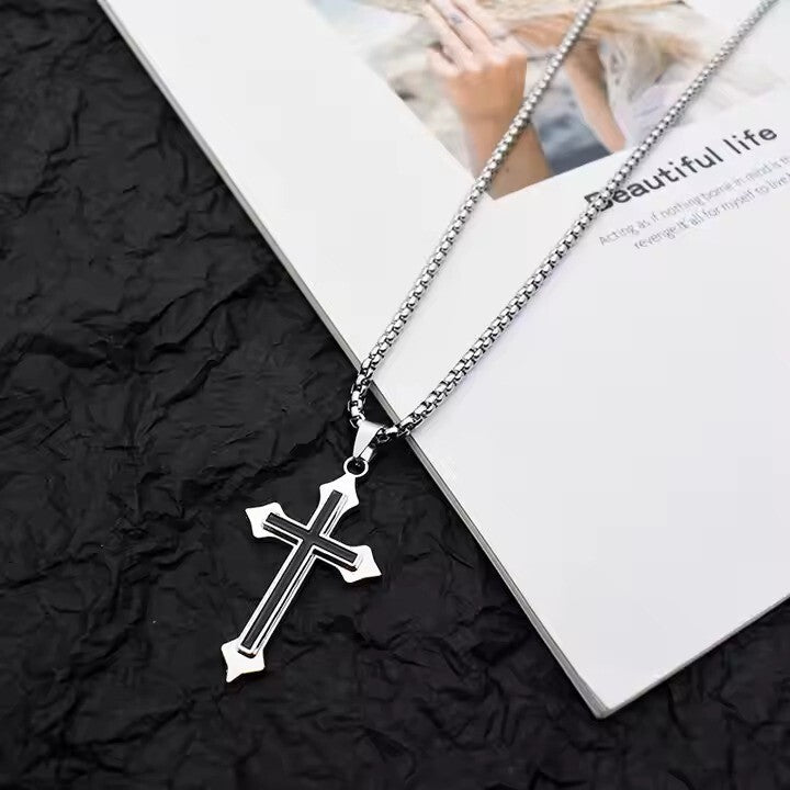 Kreuz männer Titan Stahl Halskette Mode Anhänger Edelstahl Schmuck 60cm3