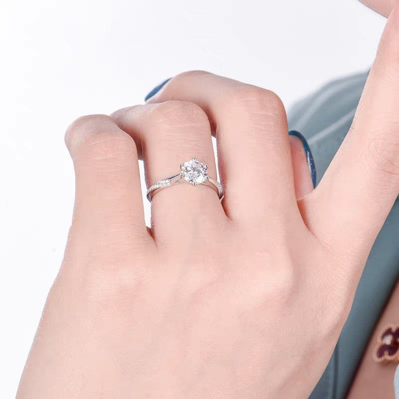 925S Silber Damen Ring, doppelseitiger Diamant1 Karat ZirkonRing, Luxusring1