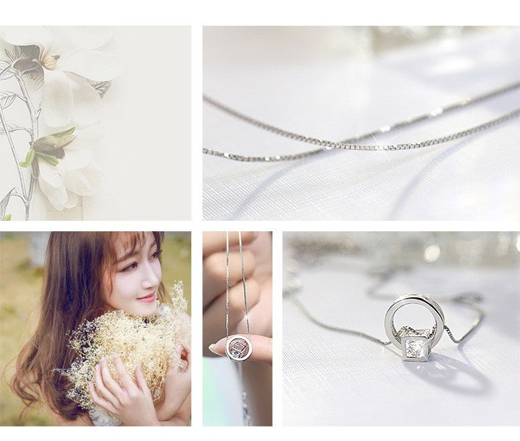 Damen Halsketten S925 Sterlingsilber im Rubik's Cube-Design mit Diamantenbesatz9