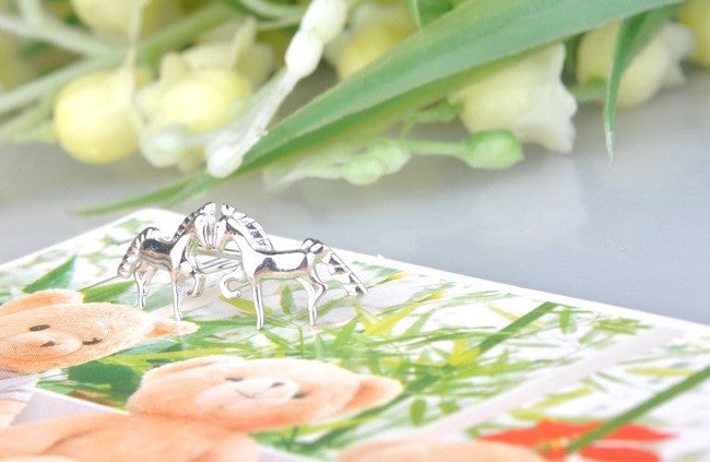 92S Sterling Silber Ohrringe Pferde motiv Ohrstecker kleines Pferdemotiv Ohrst10