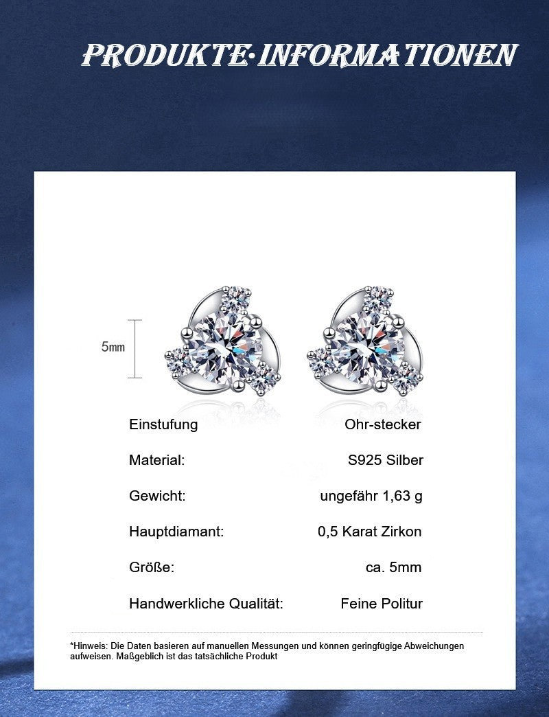925 Sterlingsilber Damen Ohrringe OhrStecker 50 Punkte [Zirkon] schlichte3