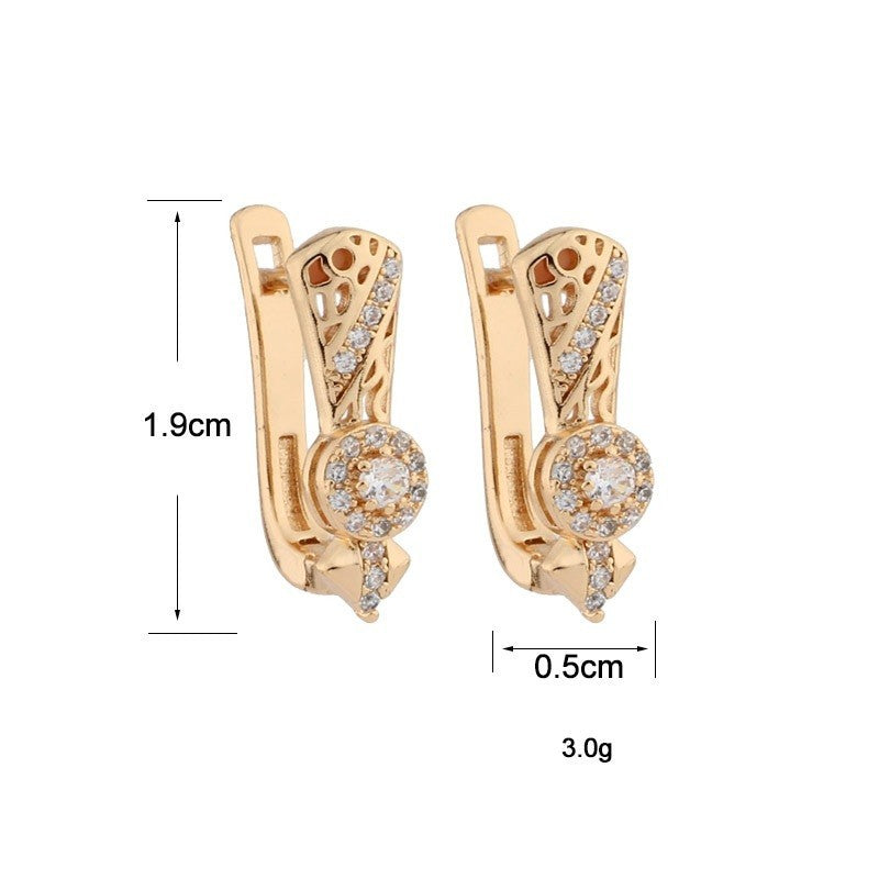 Damen Ohrringe Gold ZirkoniaEinlage, Hochwertige, schlichte neues Design2