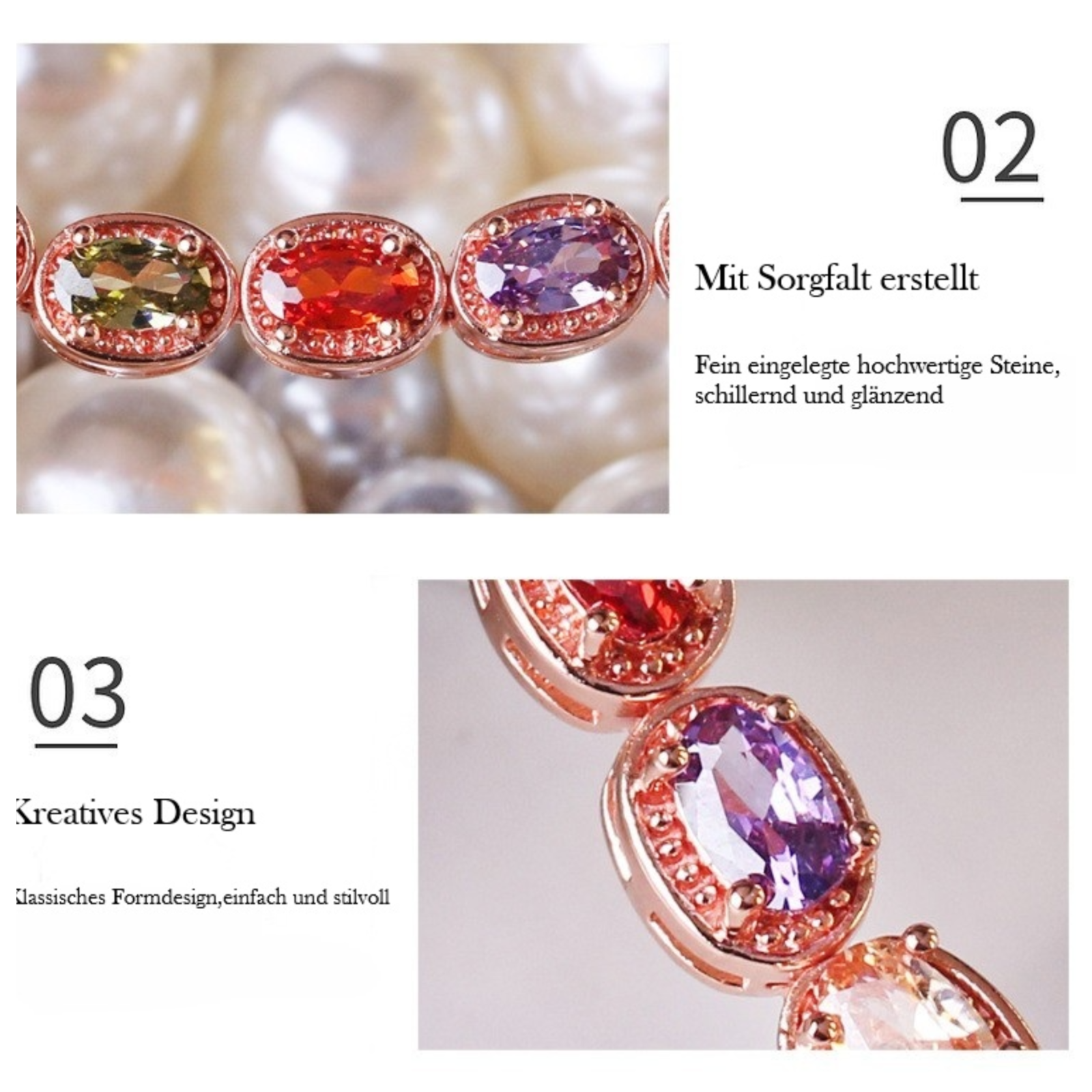 Luxus Damen Armband Rose Gold Trend Galvanisieren  echten Gold ,Farbige Zirkonia5