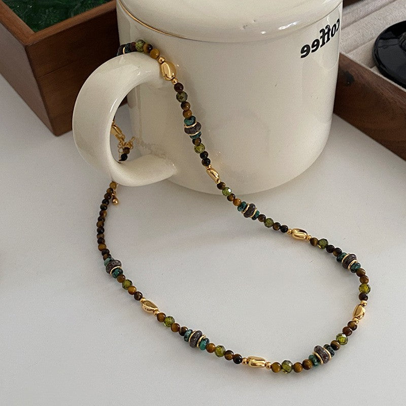 Kette Tigerauge Achat natürliche stein schlüsselbein halskette frauen licht luxu1