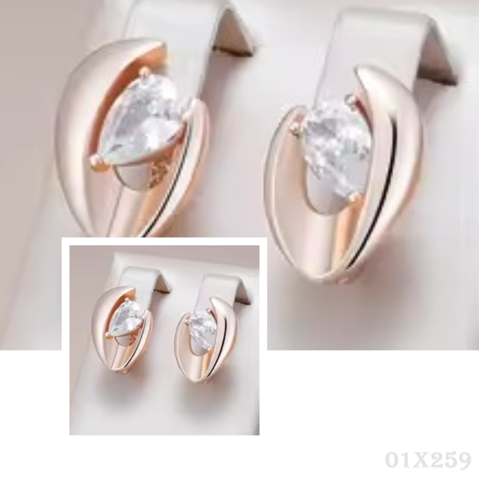 Luxus Damen Roségold Ohrringe Einfache Glänzende Große Natürliche Zirkon Ohrring0