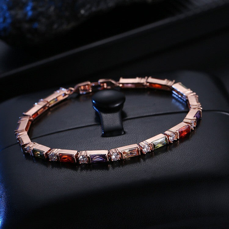 Luxus Damen Armband Buntes Zirkon Tennis Armband Modisches und Elegantes Schmuck0