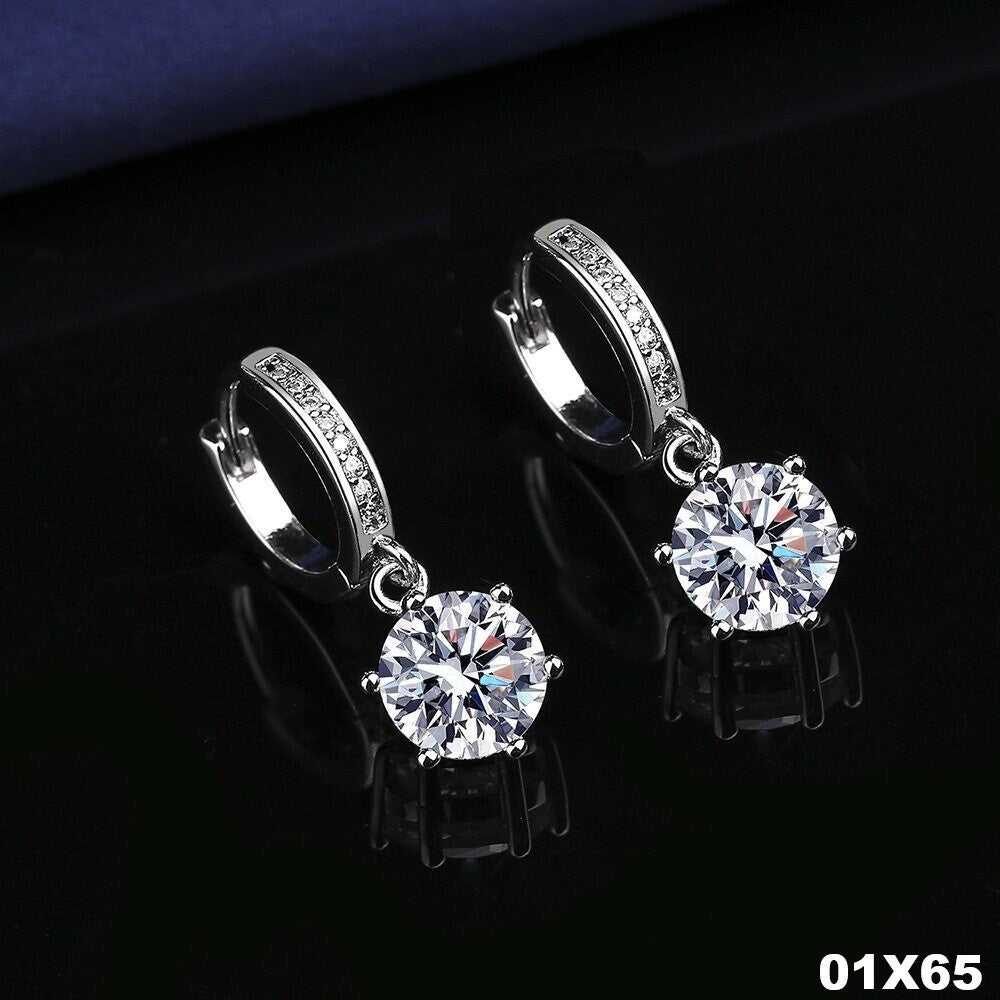 Luxus Ohrringe Creolen Moissanite Nachahmung Sechs Klaue Zwei Karat Weißgold Ver0