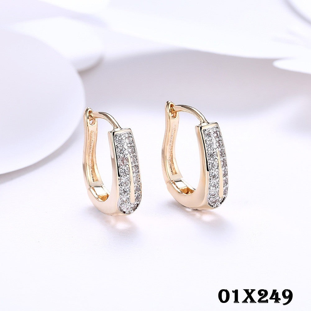 Damen Ohrringe Temperament Uförmige vergoldete Zirkonohrringe für Frauen0