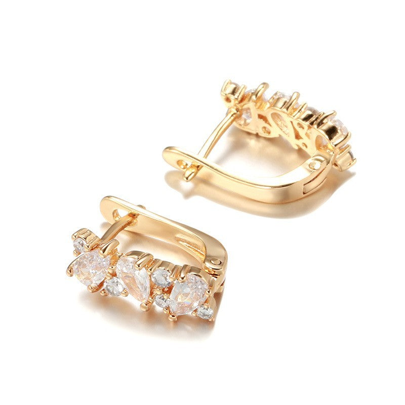 Damen Ohrringe 585 Roségold überzogen voller Zirkon Tropfen Luxus romantische4