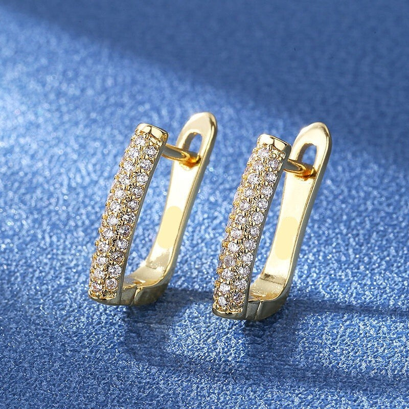 Luxus Ohrringe Creolen Micro Intarsien Zirkon Kristalle Gold 18K vergoldet Dame4