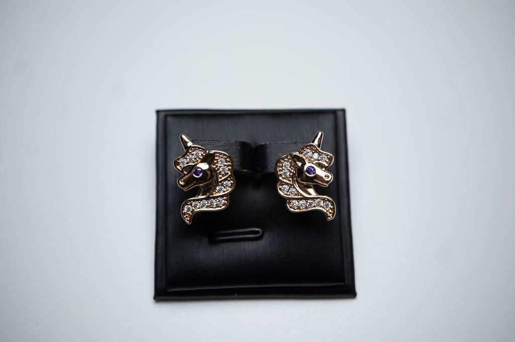 Ohrringe Einhorn Pferde Rose Gold vergoldet Zirkon Mädchen Kinder Damen Ohrhänge21