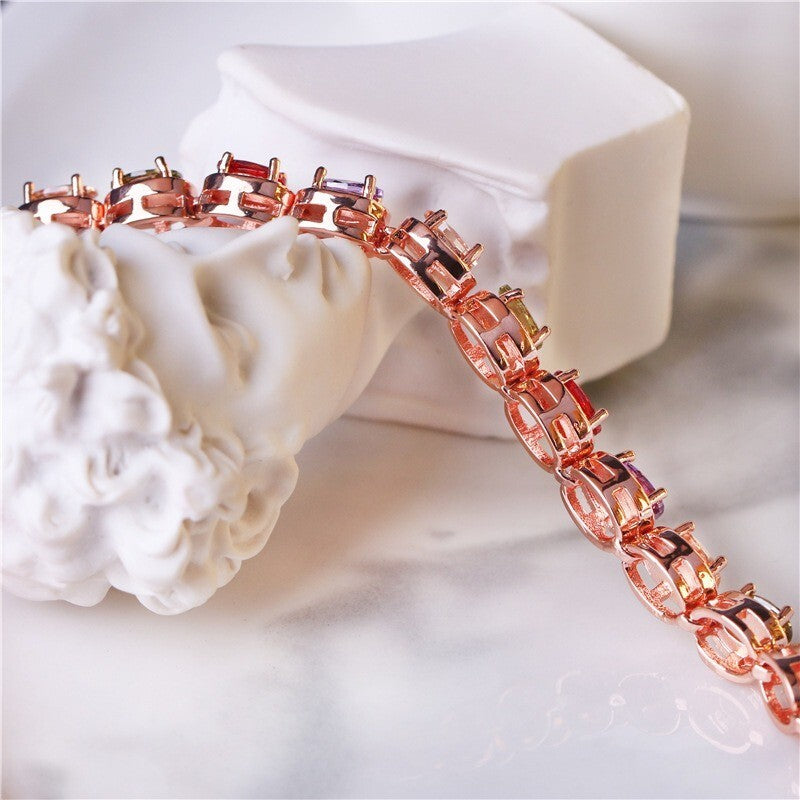 Luxus Damen Armband Rose Gold Trend Galvanisieren  echten Gold ,Farbige Zirkonia9