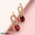 Luxus DamenOhrringe 585RGRose Gold mit Rote AAA Zirkon ohr schnalle Modescmuck0