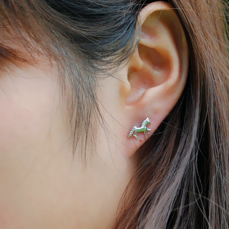 92S Sterling Silber Ohrringe Pferde motiv Ohrstecker kleines Pferdemotiv Ohrst6