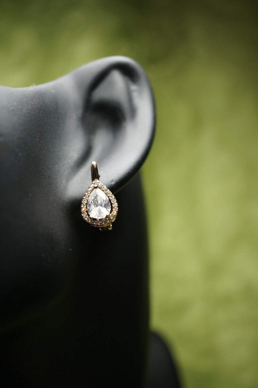 Damen Große Halo-Ohrringe tropfenförmigem Zirkon-Stein mit Roségold (vergoldet)2