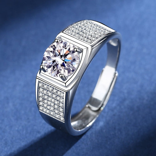 925 Sterling Silber Herren Ring mit 1 Karat Zirkonia, : Klassisch, kraftvoll0