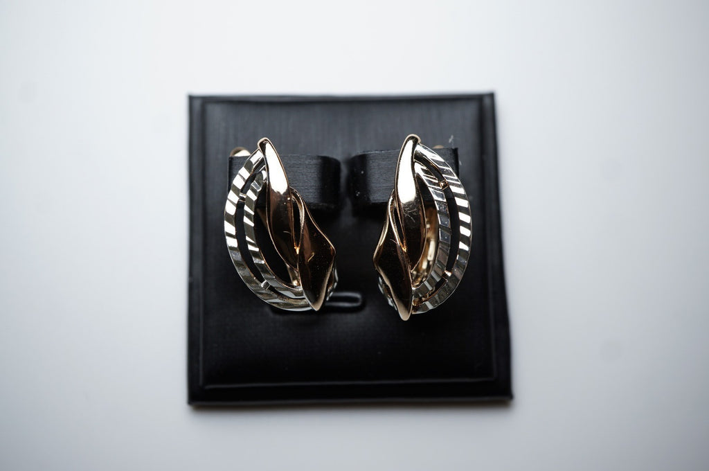Damen Zweifarbige Ohrringein 585 Roségold ineinandergreifenden Bändern ,Schmuck14