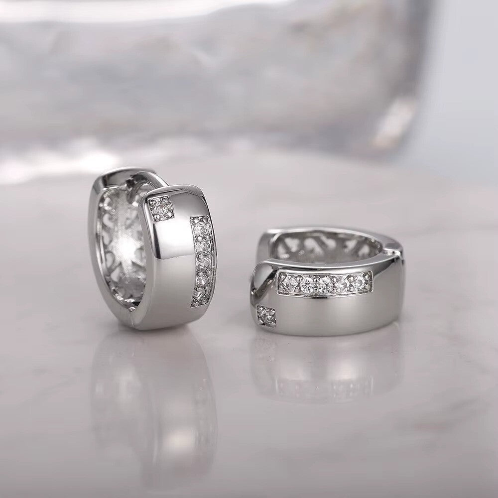Luxus Damen Ohrringe Creolen Zirkonia Kristalle 925 versilbert  Hochwertiger5