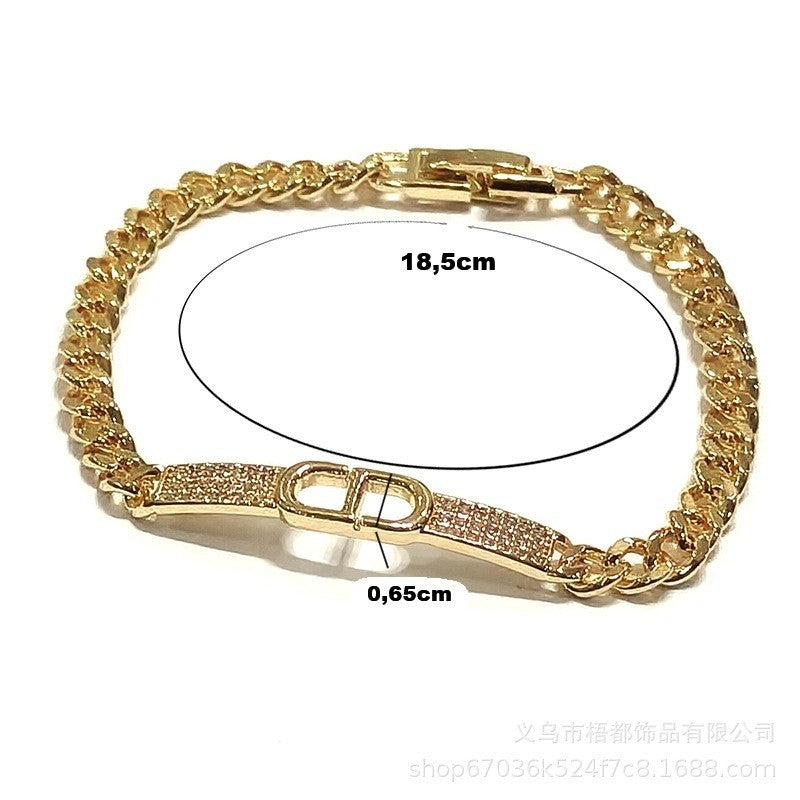 Damen Armband Kupferplattiertes, goldfarbenes kubanisches, modisch und luxuriös6